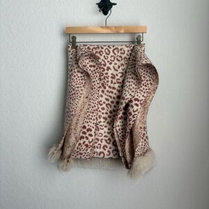 La Fiorentina Womens Fur 100% Wool Scarf Leopard Paisley *READ